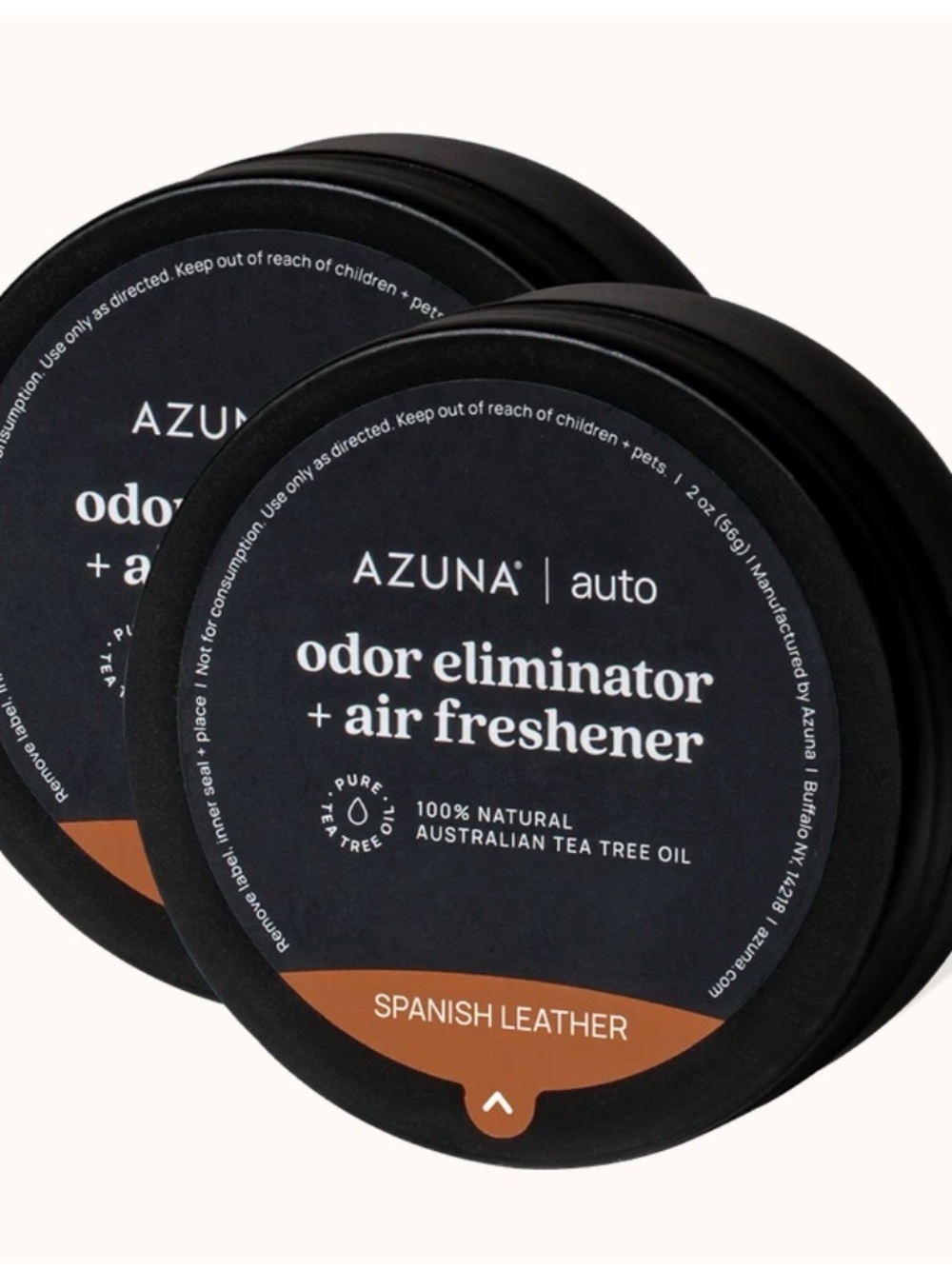 Azuna Auto Odor Eliminator Gel Pods, Spanish Leather Scent, 2 oz, 2 Pack